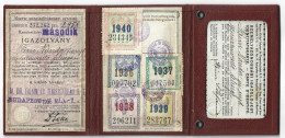 HUNGARY MAGYARRORSZAG - 1936-1940 MFTR IDENTITY CARD - REVENUE STAMPS TIMBRE FISCAL STEUERMARKE - Fiscale Zegels