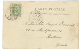 CPA De Cauterets Pour Bordeaux Avec Timbre 5 C Blanc Piquage à Cheval Bien Prononcé 1902 - Covers & Documents