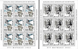 Europa Cept - 2022 - Turkey, Türkei - 2.Sheetlet Of 9 Set - (Stories & Myths) ** MNH - Nuevos