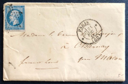 France N°14 Sur Enveloppe De Paris, Etoile Muette 31.12.1858 - (C605) - 1849-1876: Classic Period