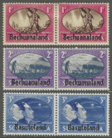 Bechuanaland Protectorate. 1945 Victory. MH Setenant Pairs Complete Set. SG 129-131 - 1885-1964 Protectorat Du Bechuanaland