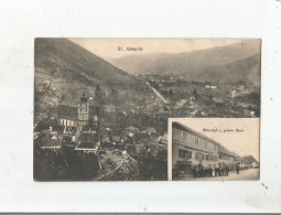 SAINT AMARIN (HAUT RHIN) CARTE DEUX VUES VUE PANORAMIQUE ETB WIRTSCHAFT Z. GRUNEN BAUM 1907 - Saint Amarin