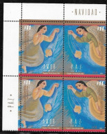 Argentina 2016 Christmas Art Paintings Religion Angels Two Se-Tenant Sets In Block Of Four MNH Page Corner - Unused Stamps