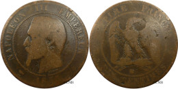 France - Second Empire - 10 Centimes Napoléon III, Tête Nue 1855 BB Chien- B/VG10 - Fra4924 - 10 Centimes