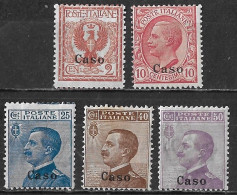 DODECANESE 1912 Italian Stamps With Black Overprint CASO 5 Values From The Set Vl. 1-3-5/7 MH - Dodekanisos
