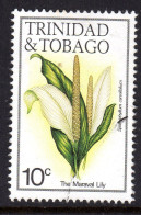 TRINIDAD & TOBAGO - 1983 FLOWERS 10c STAMP W14 S/W No IMPRINT FINE USED SG 637A - Trinidad & Tobago (1962-...)