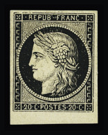 Obl N°3 20c Noir Sur Jaune, Neuf, Bdf, TTB - 1849-1850 Ceres