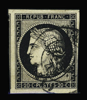 Obl N°3 20c Noir Sur Jaune, Obl. CàD T15 Laval (Mayenne) 4 Janv. 1849, Voisin à Gauche, TB. Signé JF. Brun - 1849-1850 Ceres