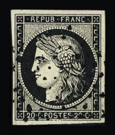 Obl N°3a 20c Noir Sur Blanc, TTB Margé, Obl. "Etoile De Paris", TTB - 1849-1850 Ceres