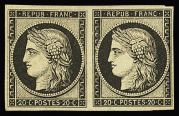 * N°3f 20c Noir, Réimpression De 1862, En Paire, TB - 1849-1850 Ceres