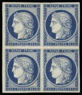 Bloc De 4,* N°4 25c Bleu En Bloc De 4, Neuf * (infime Clair De Charnière), TB, RR. Signé A.Brun, Cert. Calves - 1849-1850 Cérès