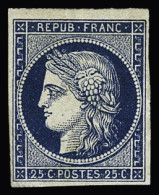 * N°4a 25c Bleu Foncé, Neuf Avec Trace De Charnière, TB. Cert. JF.Brun - 1849-1850 Ceres