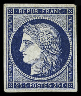 Obl N°4a 25c Bleu Foncé, Neuf Sans Gomme, Très Frais, TTB. Signé JF.Brun, Calves - 1849-1850 Ceres