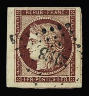 Obl N°6 1f Carmin, Obl. PC 2168 (Mortagne-sur-Gironde, Charente-Inférieure), Belle Marge Avec 3 Voisins, Bdf à Gauche, T - 1849-1850 Ceres
