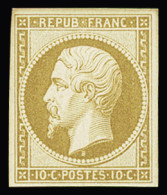 * N°9c 10c Bistre-jaune, Réimpression 1862, Quasi **, TB - 1852 Luigi-Napoleone