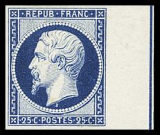 Obl N°10 25c Bleu, Essai Dans La Couleur, Filet D'encadrement Sur Bdf, Infime Clair, TB. Signé A. Brun - 1852 Louis-Napoleon