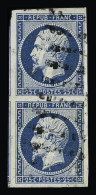 Obl N°10 25c Bleu En Paire Verticale, Obl. Gros Points, Trois Voisins, TB. Signé Calves - 1852 Louis-Napoleon