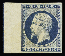 * N°10b 25c Bleu Avec Filet D'encadrement Sur Le Bdf, Neuf Avec Gomme D'origine, Légère Jaunissure, TB. Signé JF.Brun, C - 1852 Louis-Napoléon