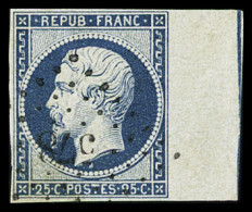 Obl N°10b 25c Bleu, Bdf Avec Filet D'encadrement, Obl. PC 578 De Caen (Calvados), Infime Pelurage Au Verso (à Peine Visi - 1852 Louis-Napoleon