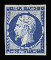 * N°10c 25c Bleu Avec Gomme, Neuf, Pli Dans Le Bas, B/TB. Signé Pfenninger - 1852 Louis-Napoléon