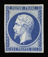 * N°10c 25c Bleu Avec Gomme, Neuf, Pli Dans Le Bas, B/TB. Signé Pfenninger - 1852 Louis-Napoleon