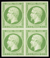 Bloc De 4,* N°12 5c Vert En Bloc De 4, Légère Charnière, TTB, R. Cert. JF.Brun - 1853-1860 Napoleon III