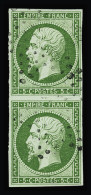 Obl N°12 5c Vert En Paire Verticale, Obl. étoile, Jolie Nuance, TB - 1853-1860 Napoleon III