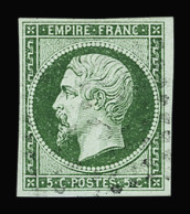 Obl N°12b 5c Vert Foncé, Obl. Losange J, TB - 1853-1860 Napoléon III.