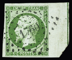 Obl N°12d 5c Vert, Bdf Avec Filet D'encadrement, Obl. PC 1760 De Lorgues (Var), TB, R. Cert. JF.Brun - 1853-1860 Napoléon III