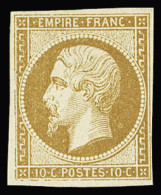 Obl N°13A 10c Bistre, Neuf Sans Gomme, TB. Signé Scheller - 1853-1860 Napoleon III