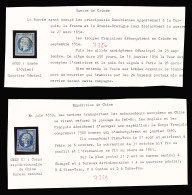 Obl N°14 20c Bleu Obl. CECB C1, Au Filet En Un Point Et N°14 Obl. AOQG, TB - 1853-1860 Napoleon III