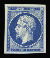 Obl N°14A 20c Bleu, Neuf Sg, TTB - 1853-1860 Napoleon III