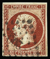 Obl N°17Ad 80c Vermillonné, Très Belle Nuance, Obl. PC, TTB. Signé Calves, Cert. Roumet - 1853-1860 Napoleon III
