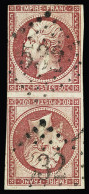 Tête-bêche,obl N°17Bc 80c Rose En Paire Tête-bêche, Obl. GC 532 (Bordeaux), Au Filet, B. Signé Calves - 1853-1860 Napoléon III.