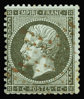 Obl N°19 1c Vert-olive, Obl. étoile Rouge, Une Dent émoussée Sinon TB, RR. Signé Calves - 1862 Napoléon III.