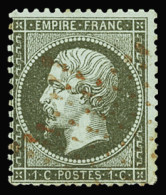 Obl N°19 1c Vert-olive, Obl. étoile Rouge, Une Dent émoussée Sinon TB, RR. Signé Calves - 1862 Napoleon III
