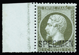 ** N°19f 1c Vert-olive Surchargé SPECIMEN, Bdf, Neuf Sans Charnière, TB. Signé Calves - 1862 Napoleon III