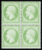 Bloc De 4,* N°20 5c Vert En Bloc De 4, Neuf *, Très Frais, TB - 1862 Napoleon III