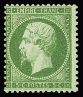 * N°20a 5c Vert Foncé, Invisible Trace De Charnière, Très Frais, TTB - 1862 Napoleone III