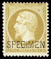 * N°21c 10c Bistre Surchargé Spécimen, Neuf *, TB - 1862 Napoléon III