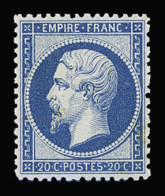 * N°22 20c Bleu, Neuf **, Deux Petites Taches De Rouille, Plis De Gomme, B/TB. Signé Calves - 1862 Napoléon III