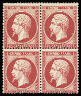 Bloc De 4,**,* N°24c 80c Rose Clair En Bloc De 4 Neuf * (paire Du Bas **), B/TB, R. Signé Baudot, Roumet (cote Neuf *) - 1862 Napoleon III