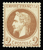 * N°26A 2c. Rouge-brun, Variété Griffe Sur Le "AIS" De Français, Neuf *, TB - 1863-1870 Napoleon III With Laurels