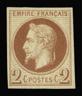 Obl N°26Af 2c Rouge-brun, Impression Fine Rothschild, Neuf Sans Gomme, TB. Signé JF.Brun - 1863-1870 Napoleon III With Laurels