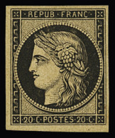 Essai,* N°37 20c Essai En Noir Sur Chamois, Non Dentelé, Neuf *, TB, R - 1870 Siege Of Paris