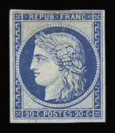 * N°37f 20 C. Bleu, Réimpression Granet, Non Dentelé, Neuf *, TB.Signé Calves - 1870 Assedio Di Parigi