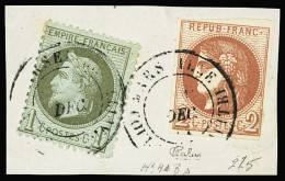 Obl, Sur Fragment N°40Ba  2c, Rouge Brique + N°25 1c. Olive, Obl. CàD T17 Marseille (Bouches-du-Rhône) Sur Fragment, TB. - 1870 Bordeaux Printing