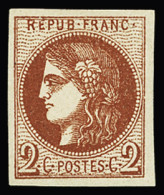 ** N°40Bf 2c Rouge-brique Foncé, Neuf ** Fraîcheur Postale, Superbe Nuance, RR. Cert. JF.Brun (cote *) - 1870 Emission De Bordeaux