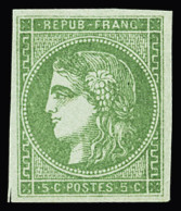 * N°42B 5c. Vert-jaune, Neuf Avec Trace De Charnière, TB - 1870 Bordeaux Printing