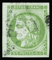 Obl N°42B 5c. Vert Jaune, Obl. GC Avec Voisin, TTB - 1870 Ausgabe Bordeaux